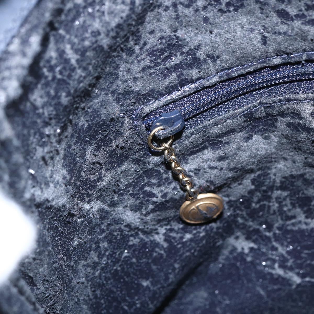 GUCCI Bamboo Hand Bag Suede 2way Navy Gold Auth 153438