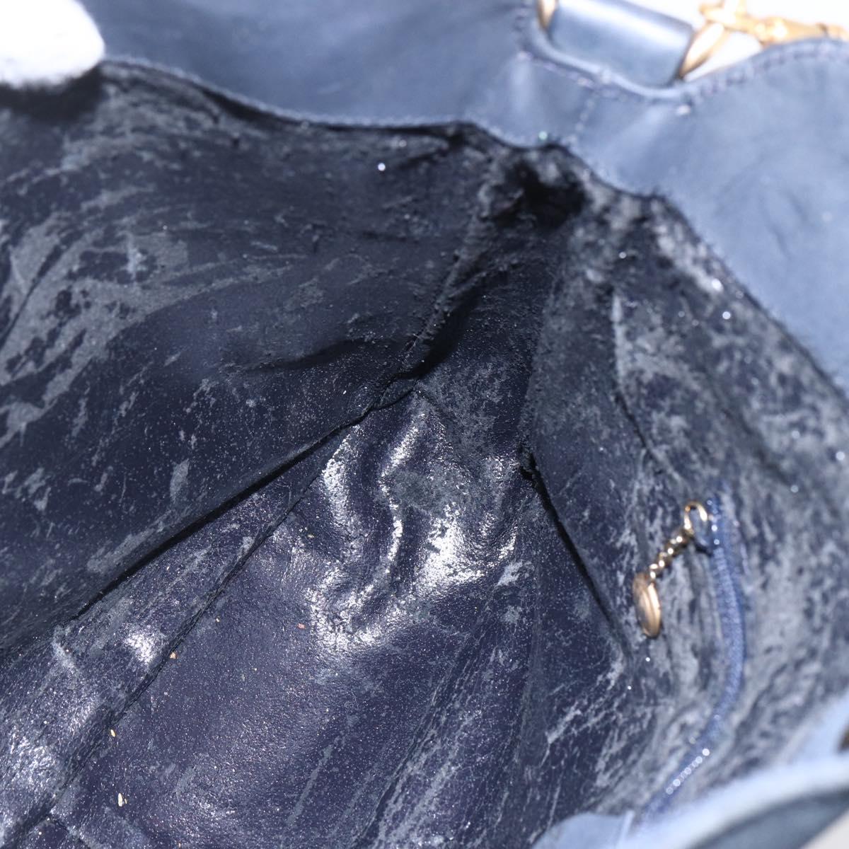 GUCCI Bamboo Hand Bag Suede 2way Navy Gold Auth 153438