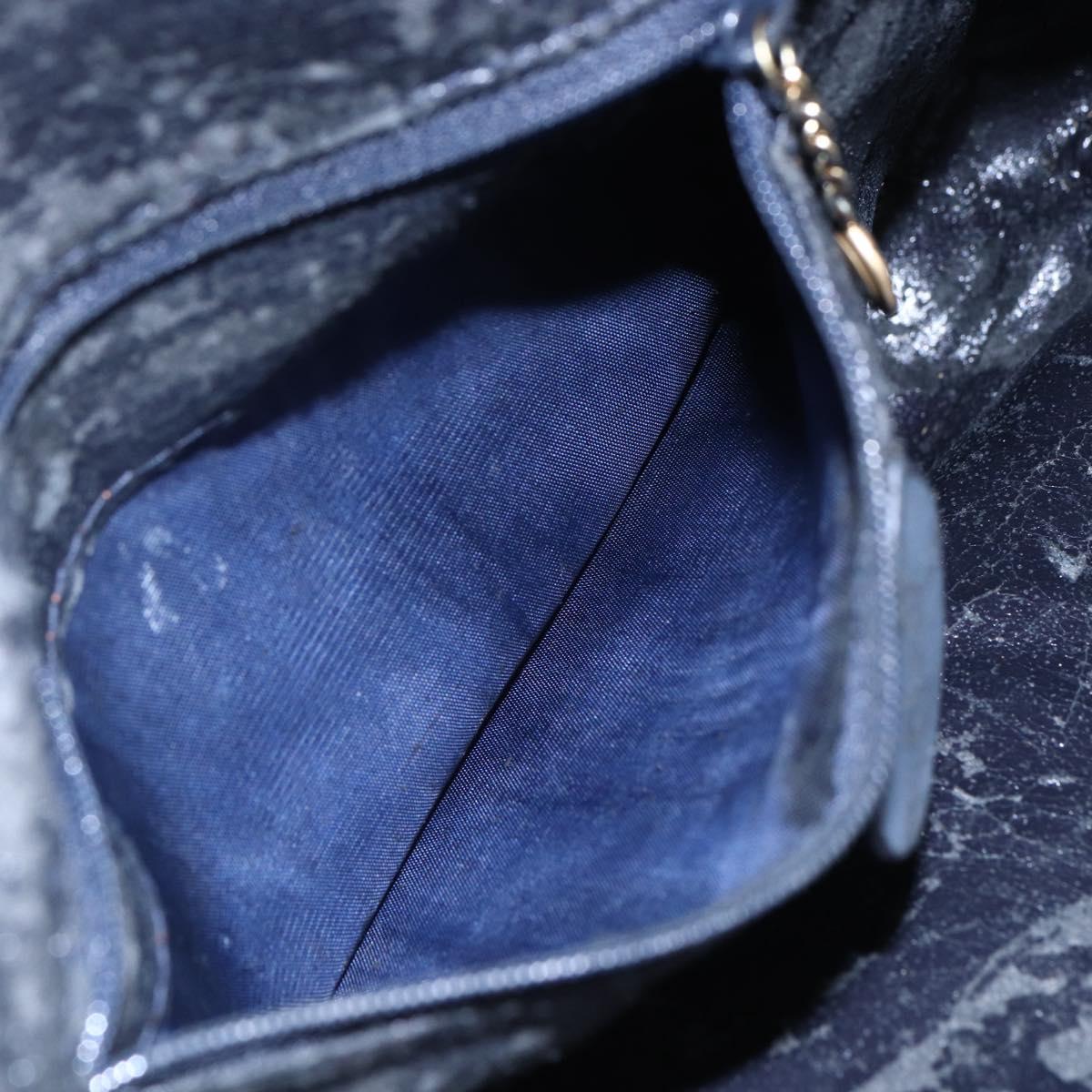 GUCCI Bamboo Hand Bag Suede 2way Navy Gold Auth 153438