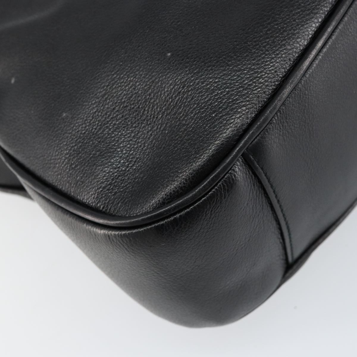 GUCCI Bamboo Hand Bag Leather 2way Black Gold 001 14 1638 Auth 153439