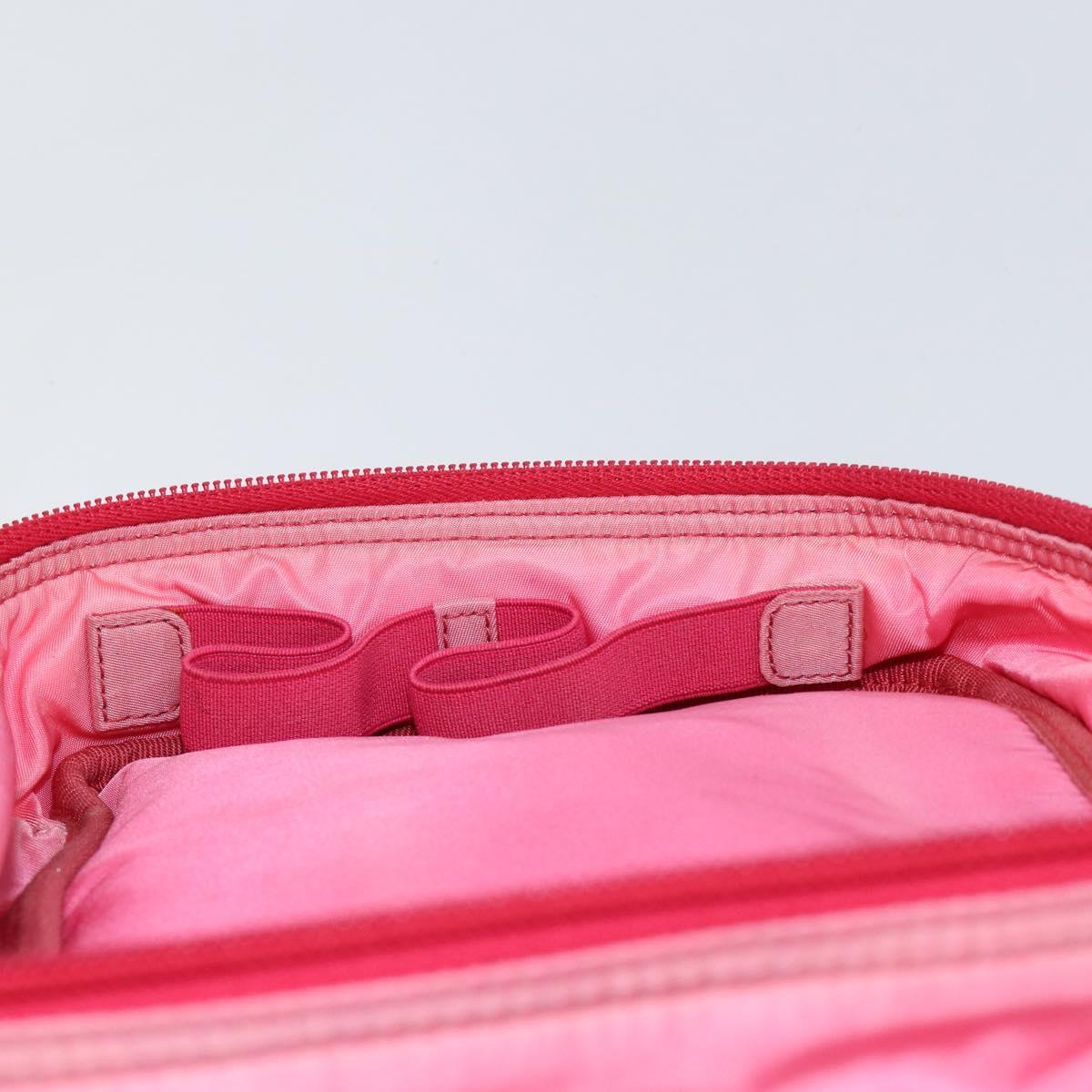 PRADA Vanity Cosmetic Pouch Nylon Pink Silver Auth 153441