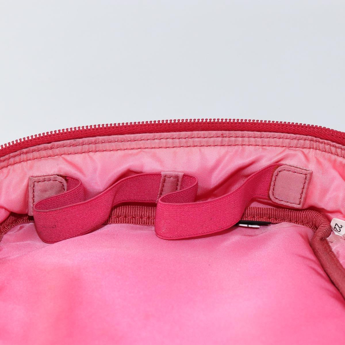 PRADA Vanity Cosmetic Pouch Nylon Pink Silver Auth 153441