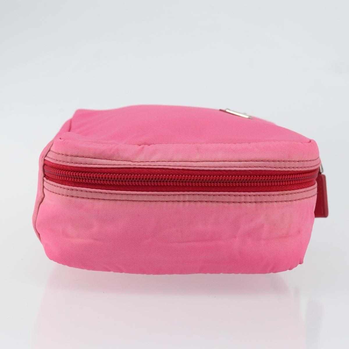 PRADA Vanity Cosmetic Pouch Nylon Pink Silver Auth 153441