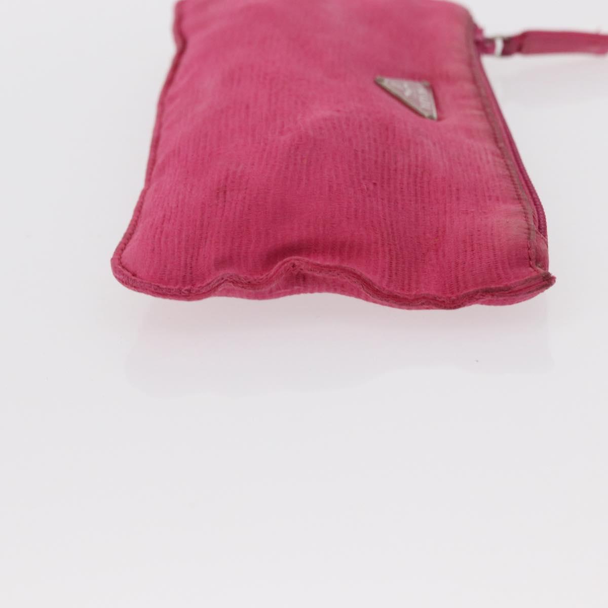 PRADA Pouch Nylon 3 Set Black Pink Orange Auth 153442