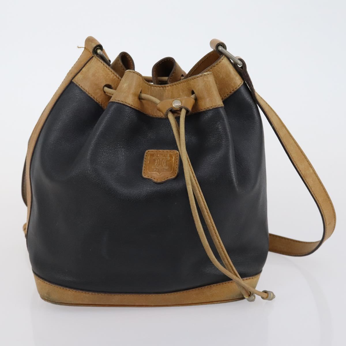 CELINE Shoulder Bag Leather 2 Set Black Auth 153444