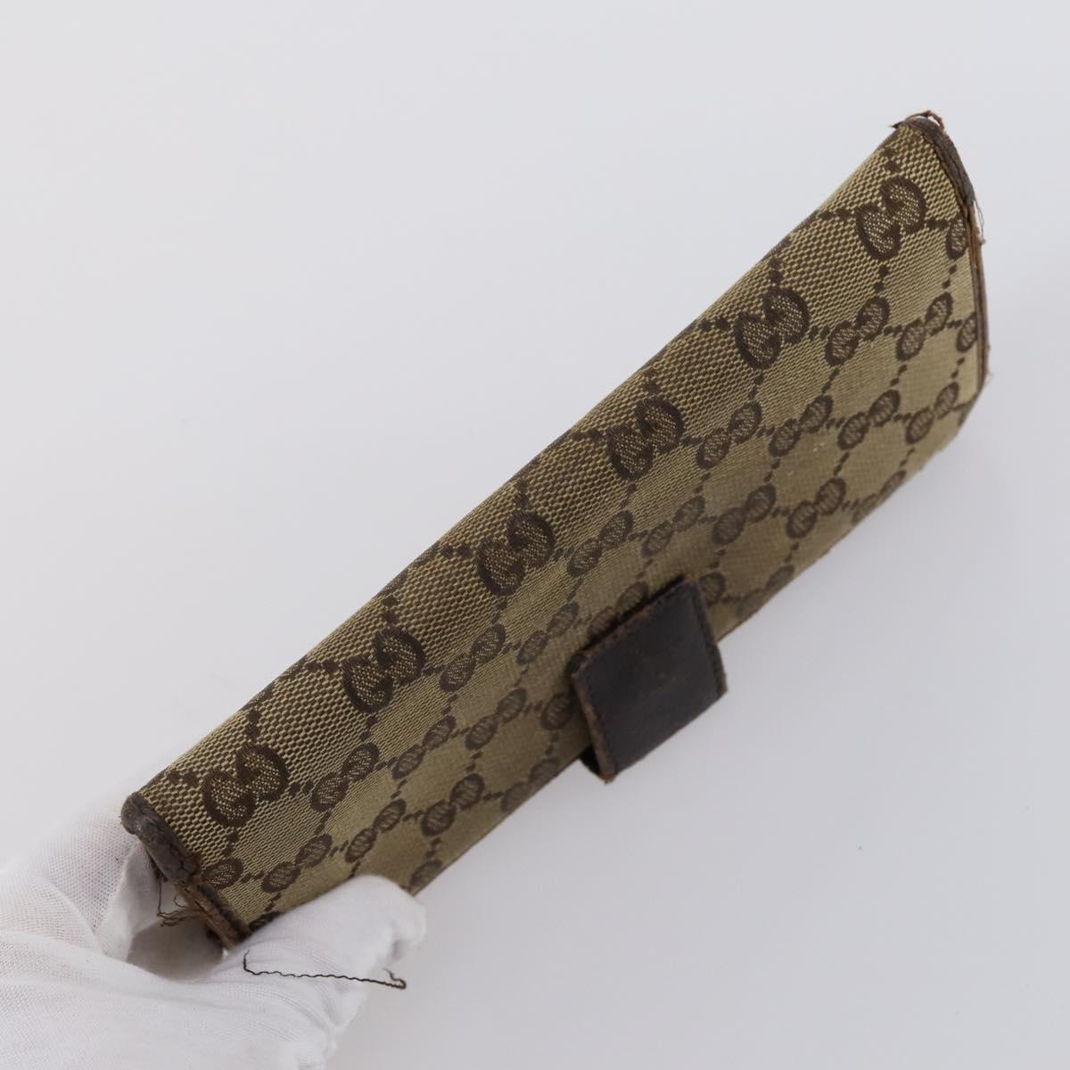 GUCCI GG Supreme Wallet Leather 4 Set Black Beige Auth 153445