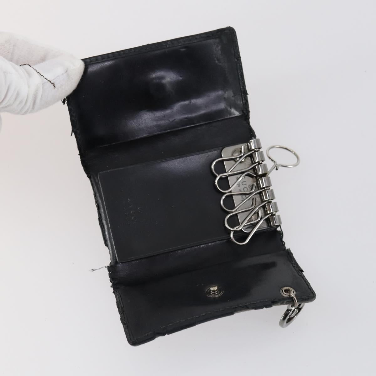 GUCCI GG Supreme Wallet Leather 4 Set Black Beige Auth 153445