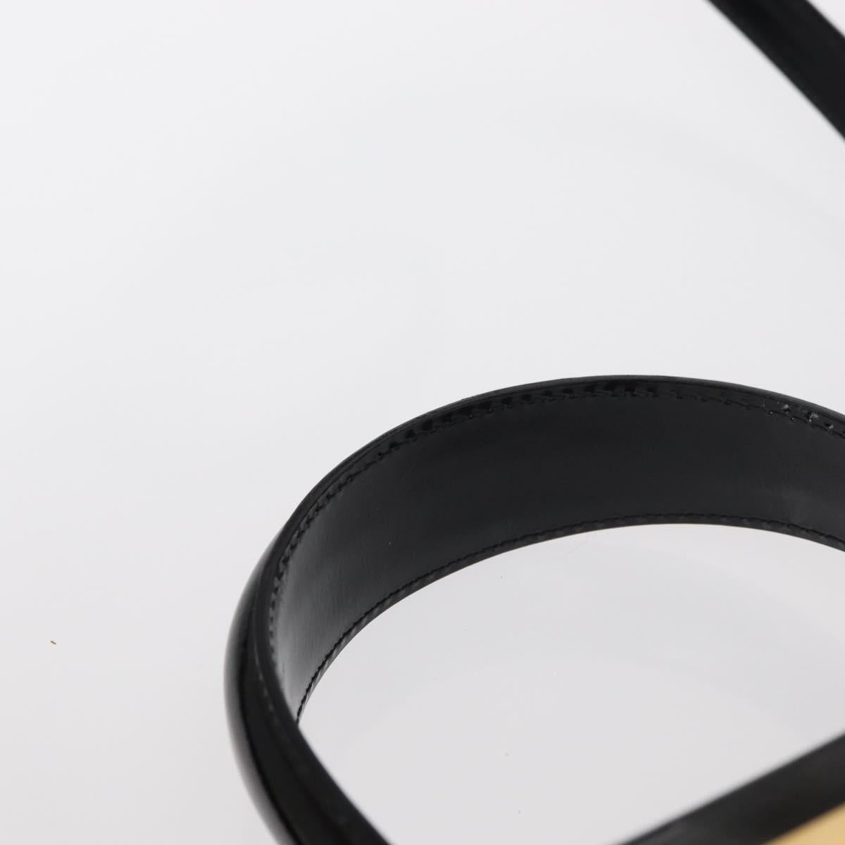 Salvatore Ferragamo Gancini Hand Bag Enamel 2way Black Gold Auth 153460