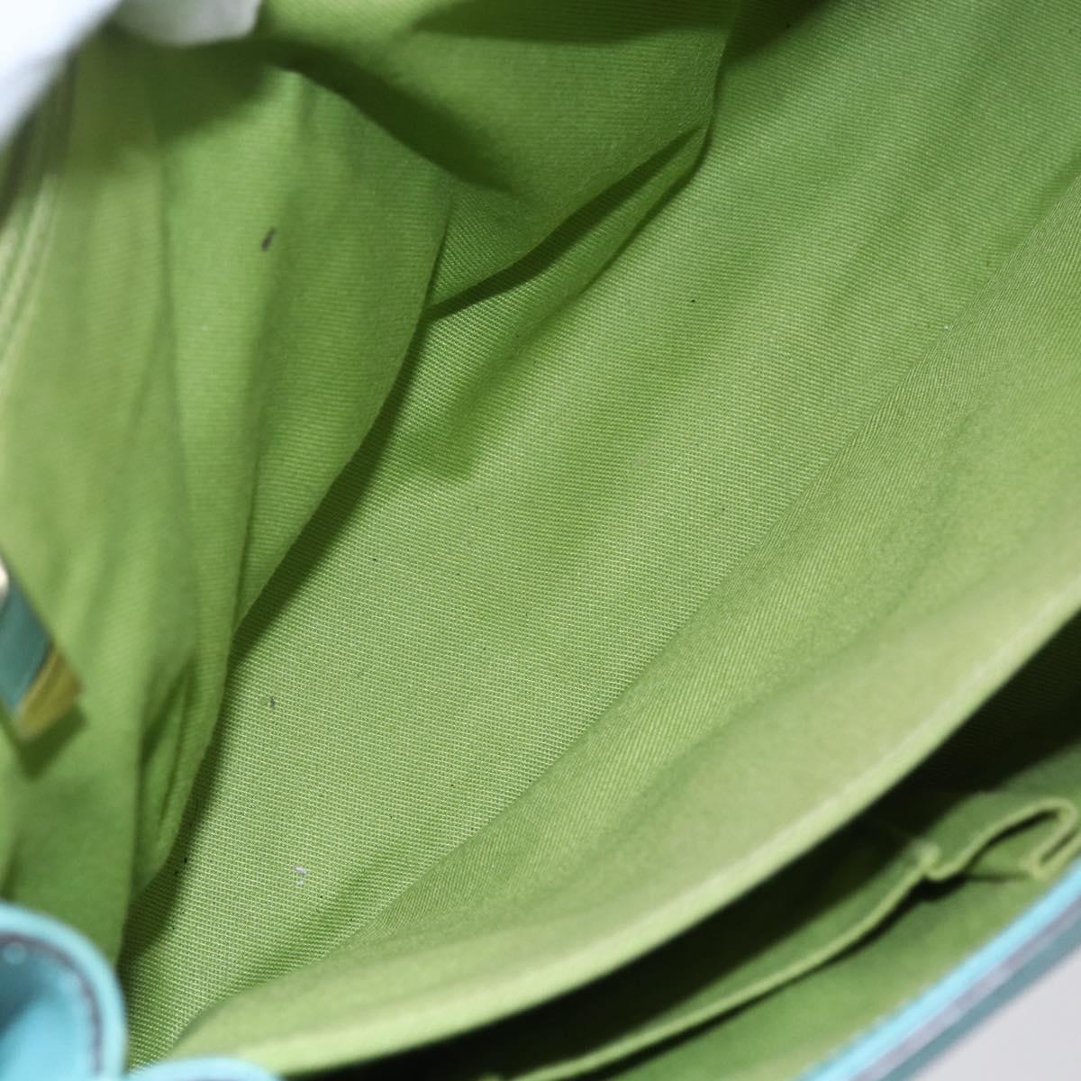 Salvatore Ferragamo Gancini Tote Bag Leather Turquoise Blue Auth 153461