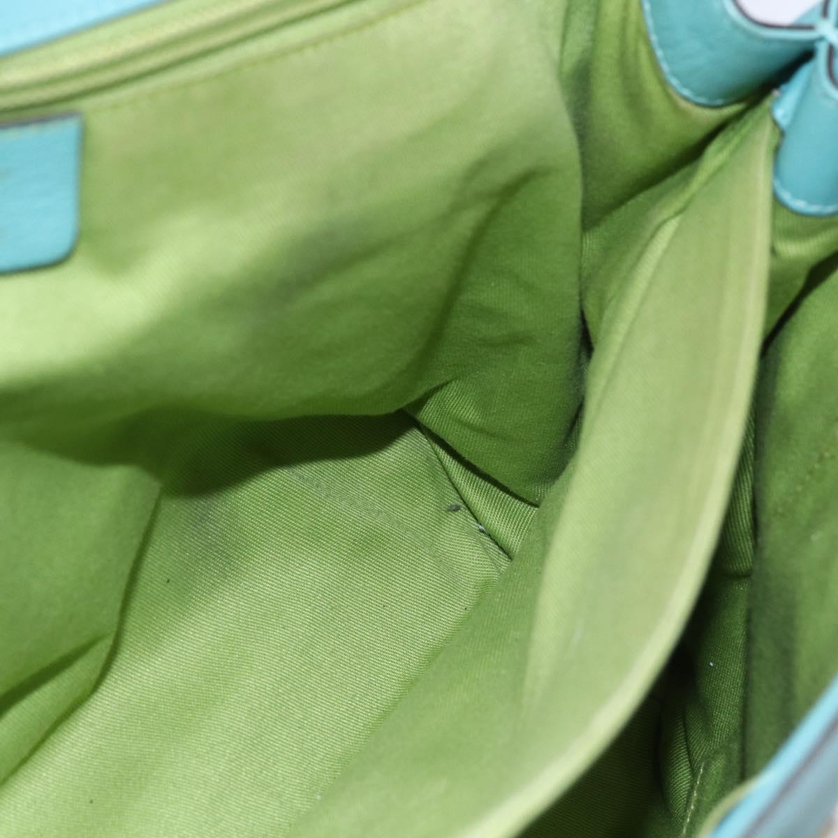 Salvatore Ferragamo Gancini Tote Bag Leather Turquoise Blue Auth 153461