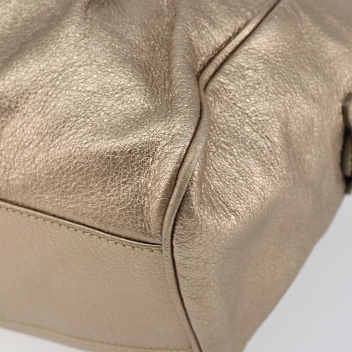 Salvatore Ferragamo Gancini Tote Bag Leather Gold Auth 153462