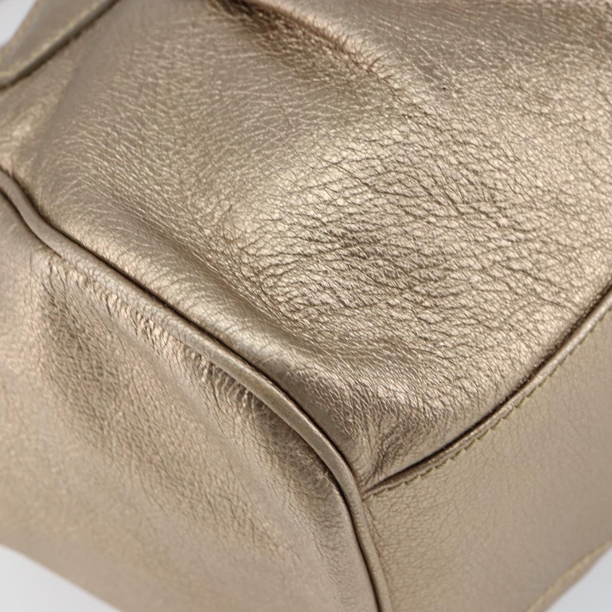 Salvatore Ferragamo Gancini Tote Bag Leather Gold Auth 153462