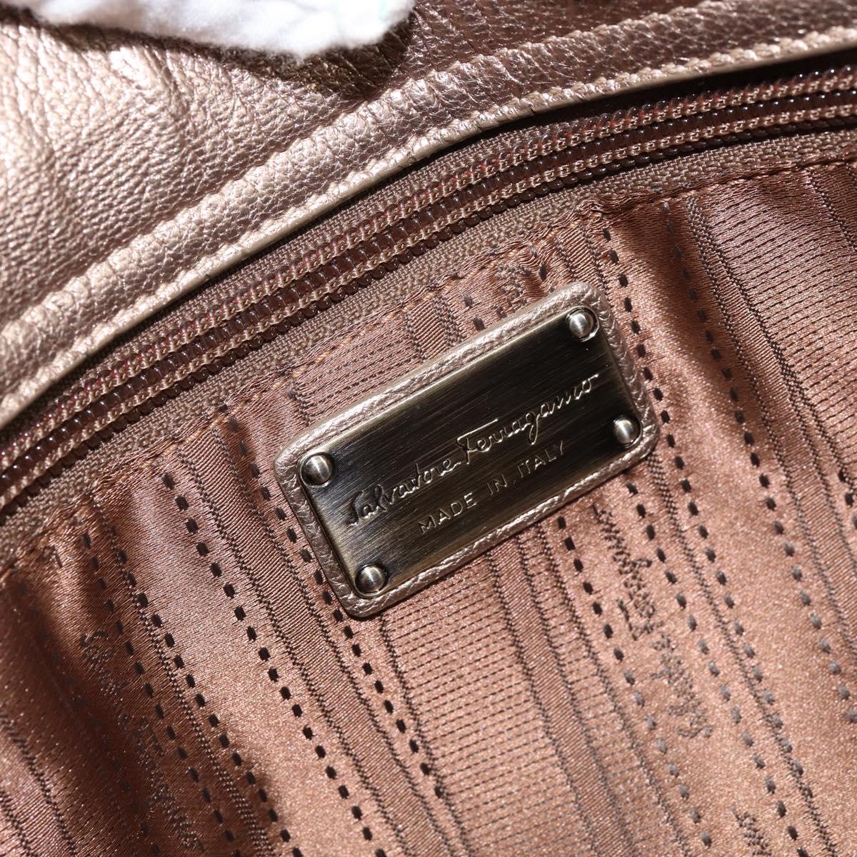 Salvatore Ferragamo Gancini Tote Bag Leather Gold Auth 153462