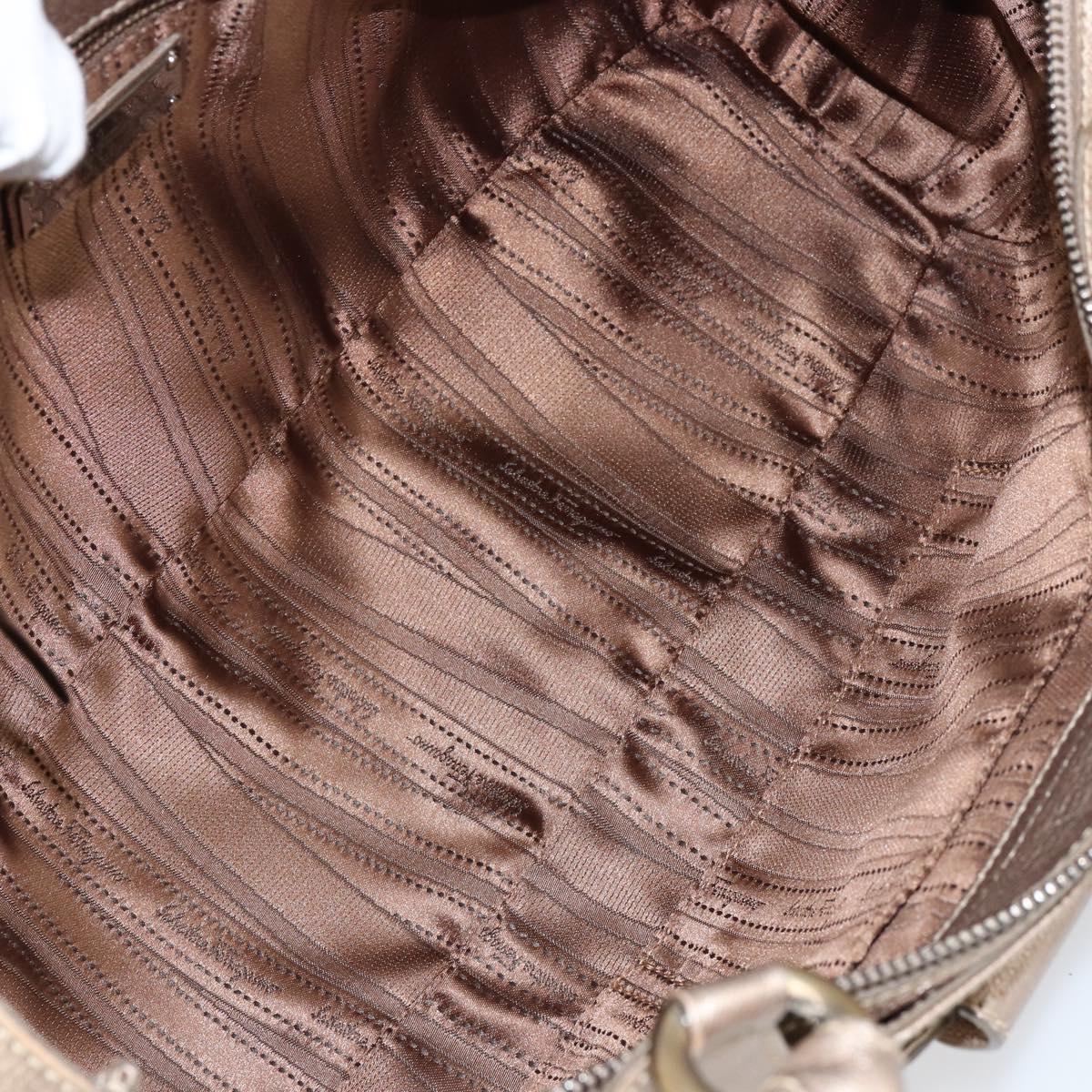 Salvatore Ferragamo Gancini Tote Bag Leather Gold Auth 153462