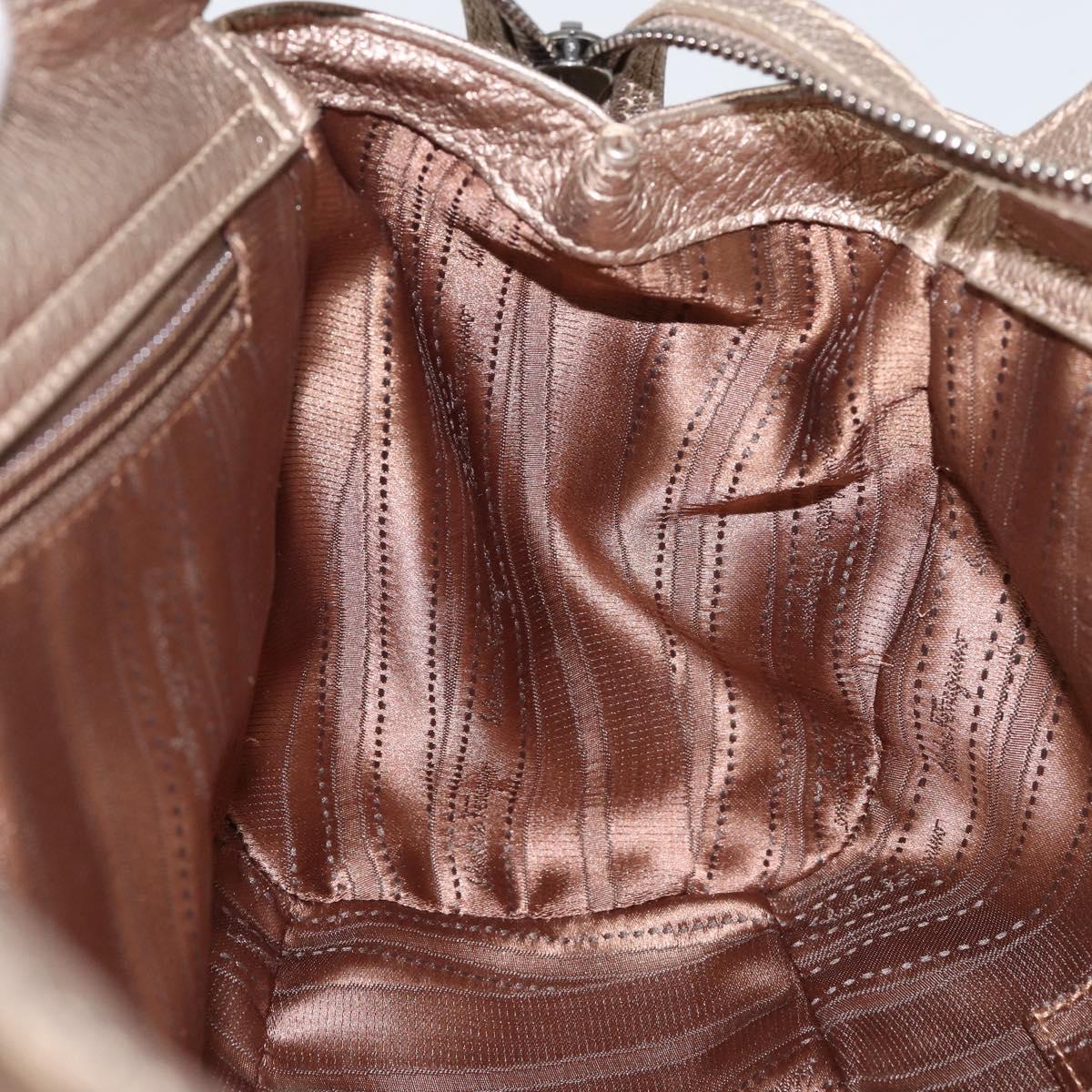 Salvatore Ferragamo Gancini Tote Bag Leather Gold Auth 153462