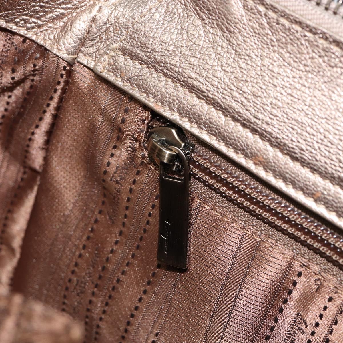 Salvatore Ferragamo Gancini Tote Bag Leather Gold Auth 153462