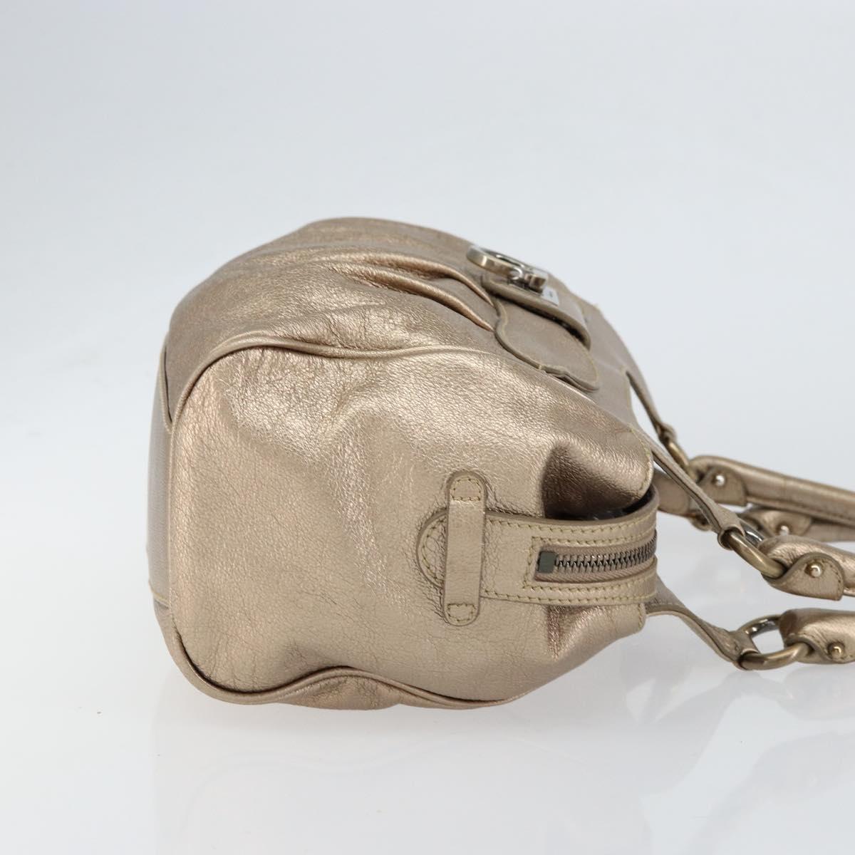 Salvatore Ferragamo Gancini Tote Bag Leather Gold Auth 153462