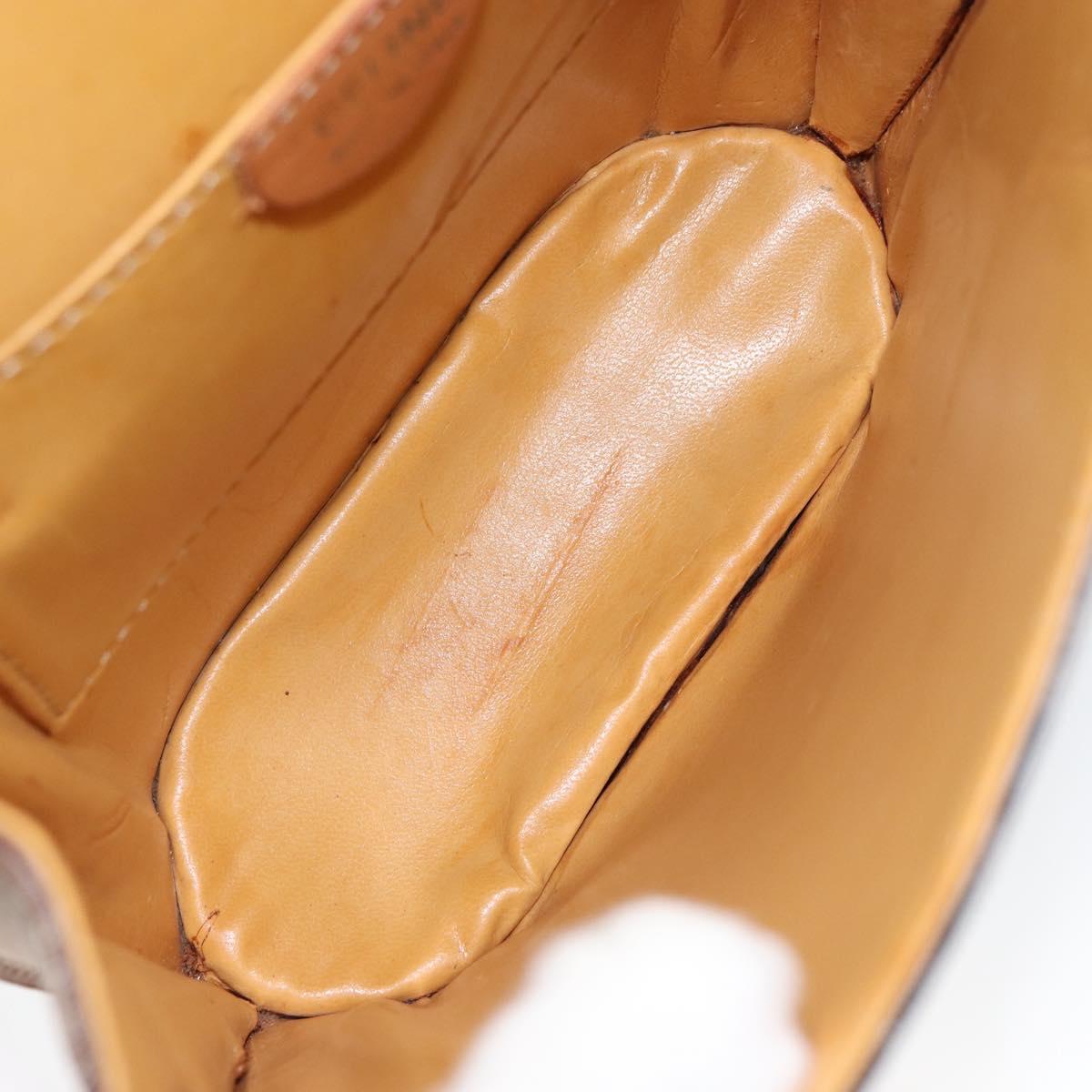 CELINE Macadam Canvas Medallion Shoulder Bag PVC Leather Brown Gold Auth 153467