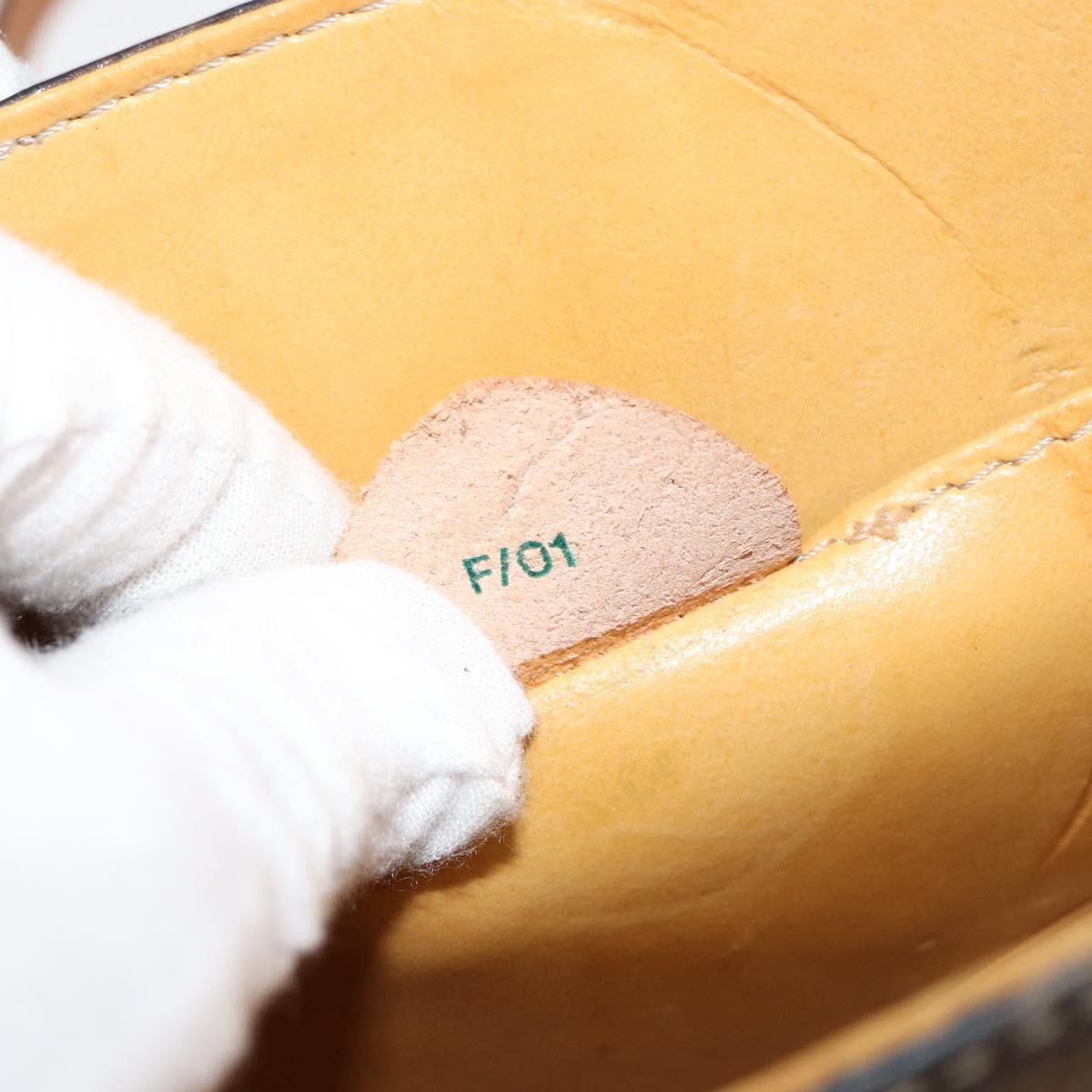 CELINE Macadam Canvas Medallion Shoulder Bag PVC Leather Brown Gold Auth 153467