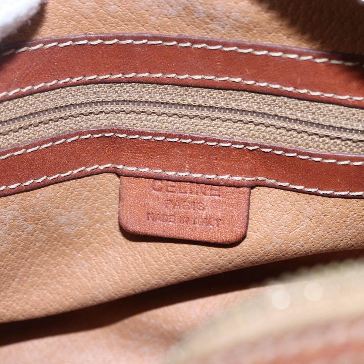 CELINE Macadam Canvas Shoulder Bag PVC Leather Brown Gold Auth 153468