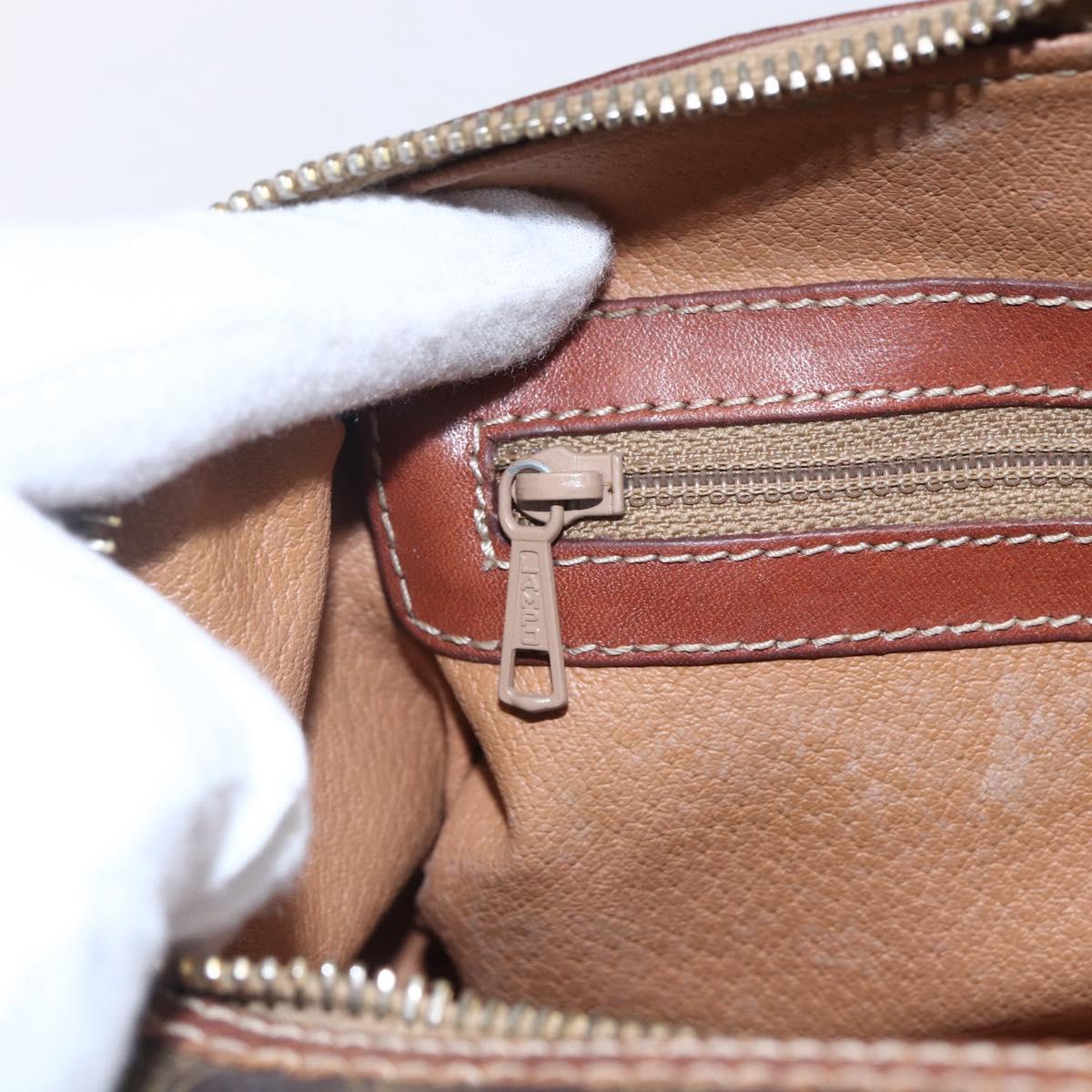 CELINE Macadam Canvas Shoulder Bag PVC Leather Brown Gold Auth 153468