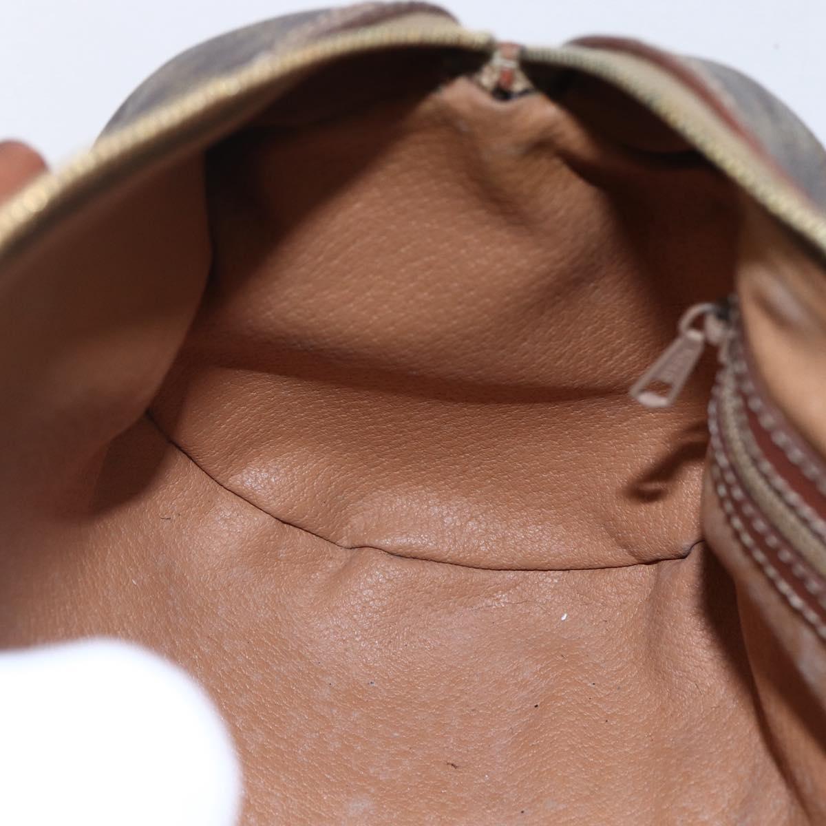 CELINE Macadam Canvas Shoulder Bag PVC Leather Brown Gold Auth 153468