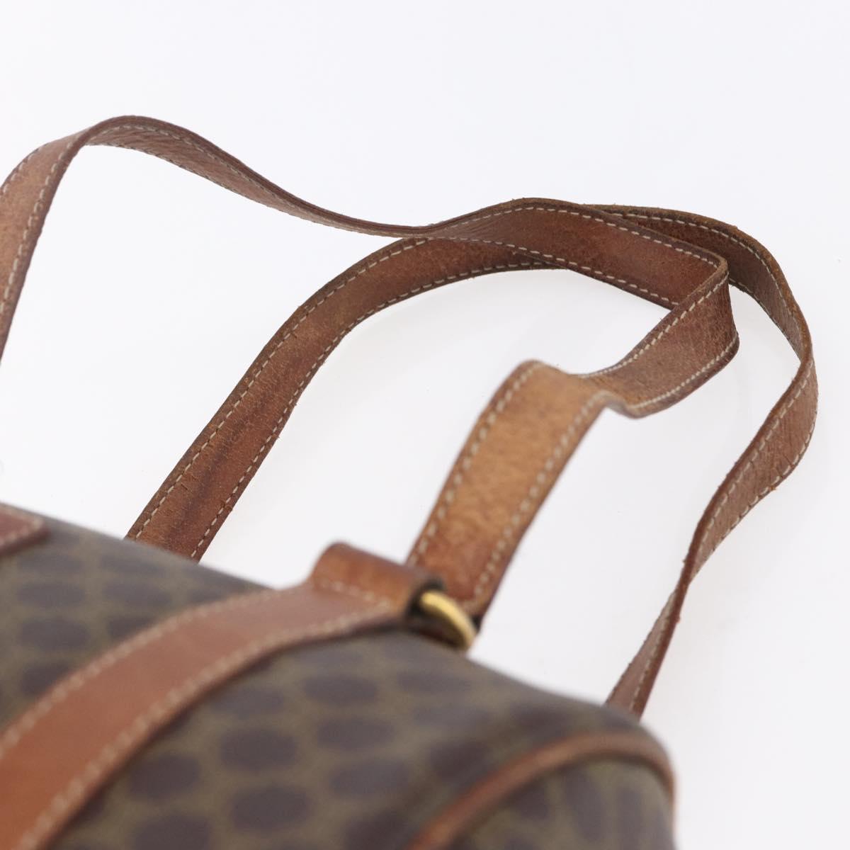 CELINE Macadam Canvas Shoulder Bag PVC Leather Brown Gold Auth 153468