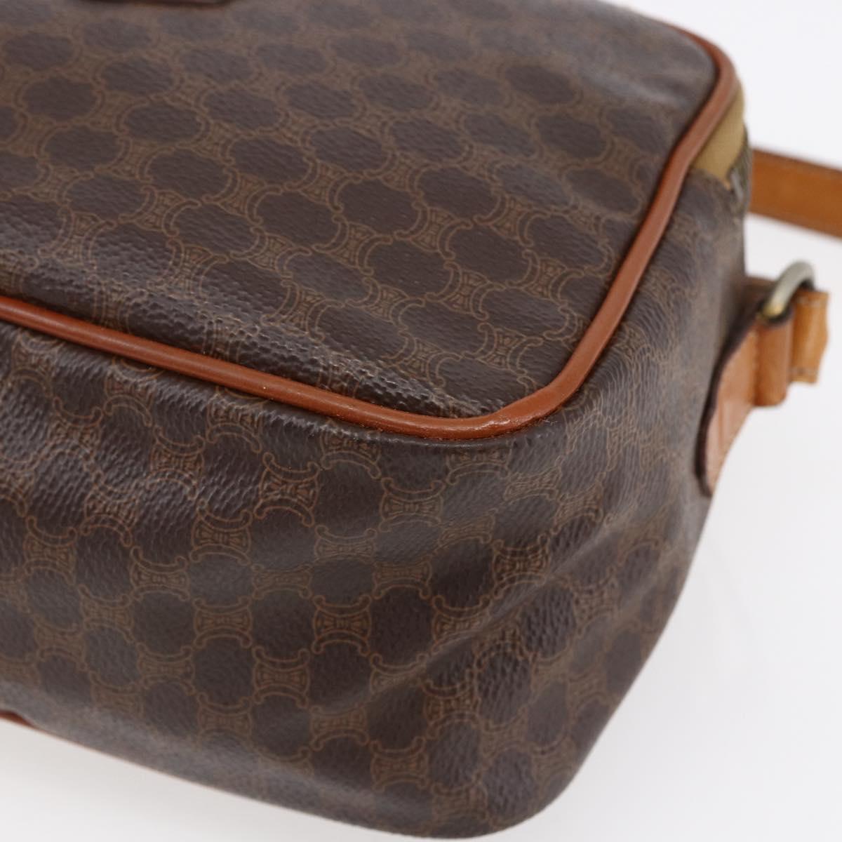 CELINE Macadam Canvas Hand Bag PVC Leather 2way Brown Gold Auth 153470