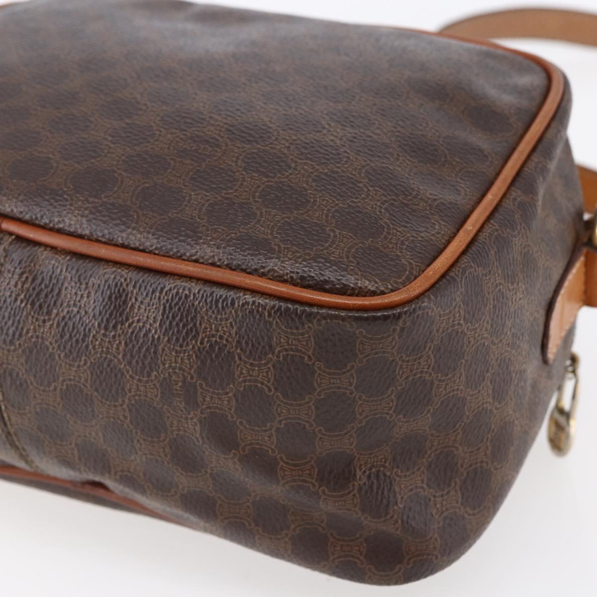 CELINE Macadam Canvas Hand Bag PVC Leather 2way Brown Gold Auth 153470