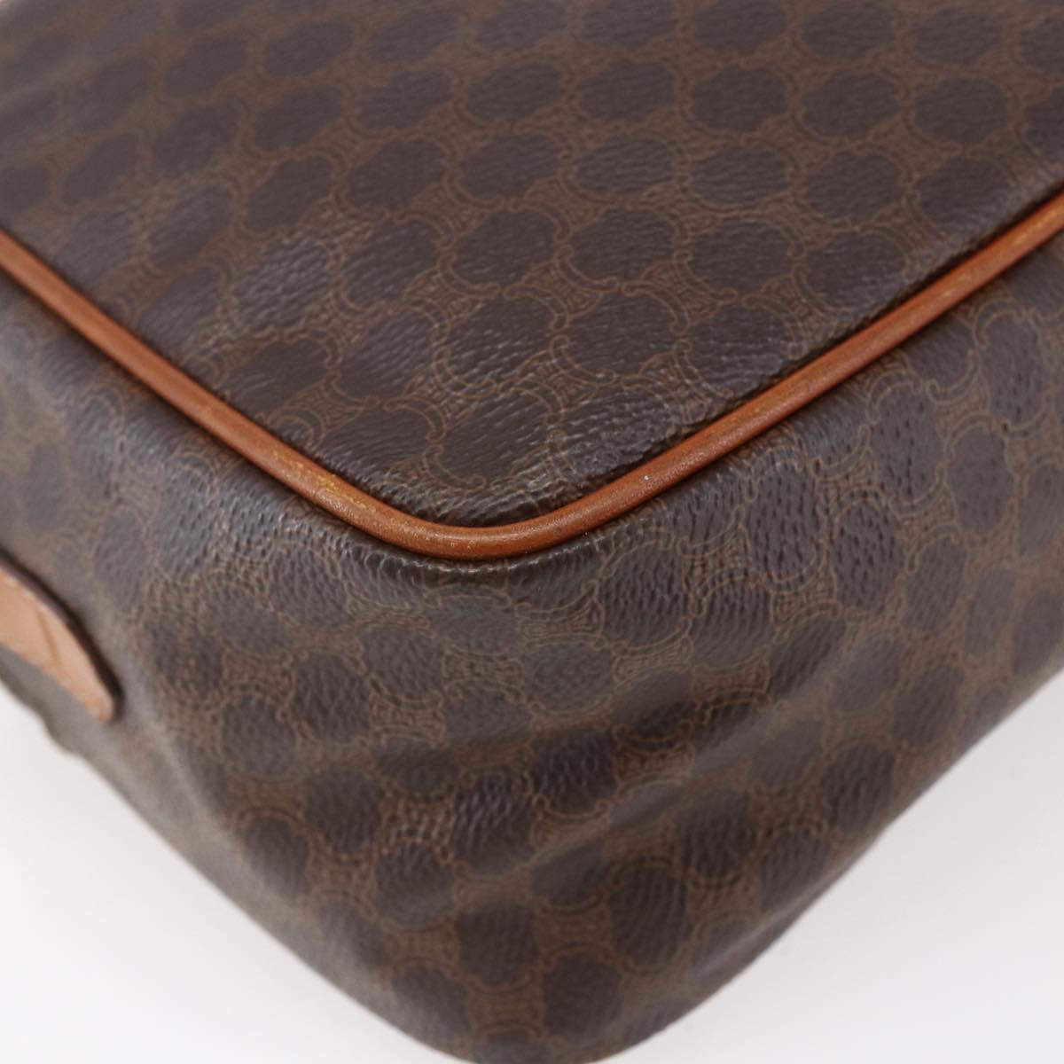 CELINE Macadam Canvas Hand Bag PVC Leather 2way Brown Gold Auth 153470