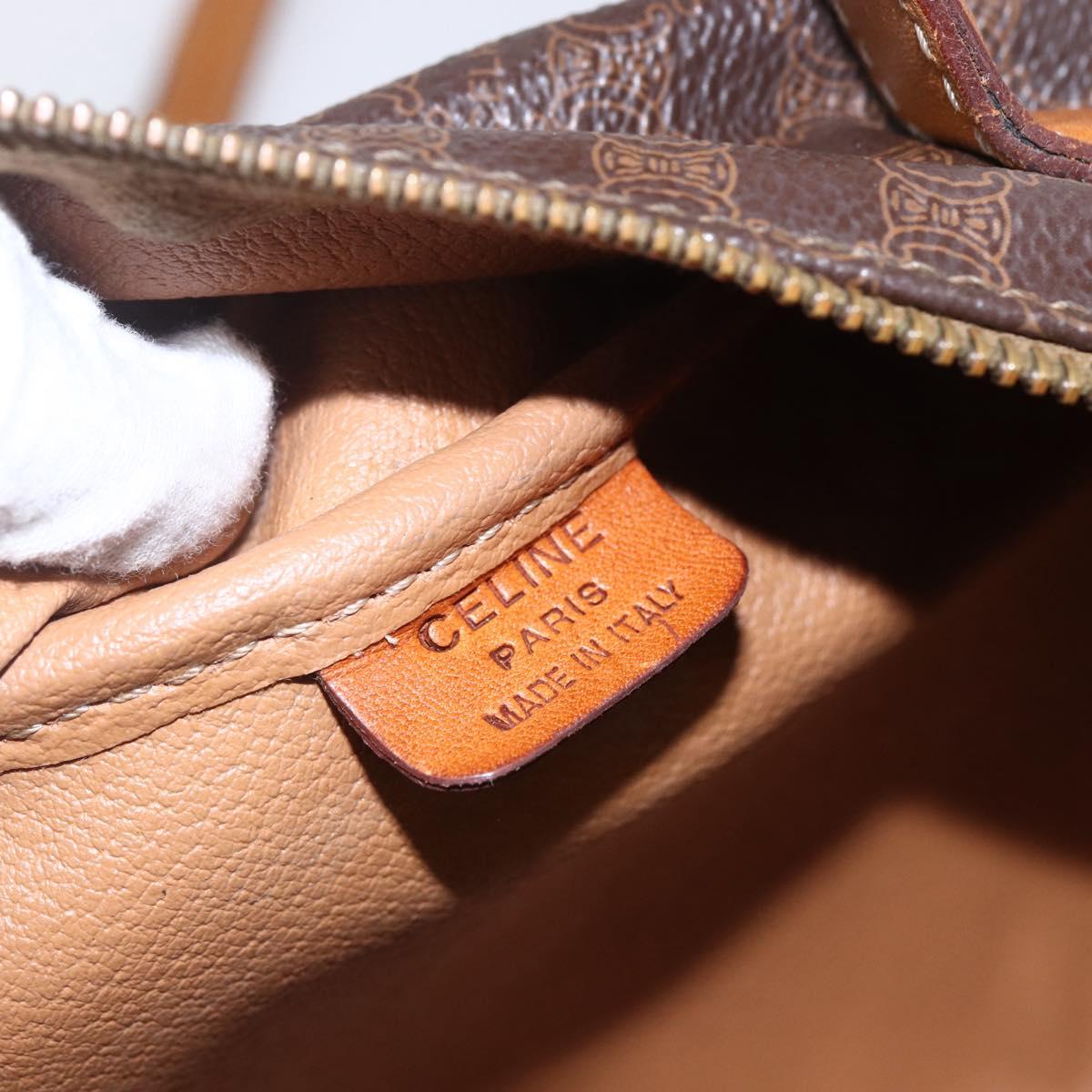 CELINE Macadam Canvas Hand Bag PVC Leather 2way Brown Gold Auth 153470