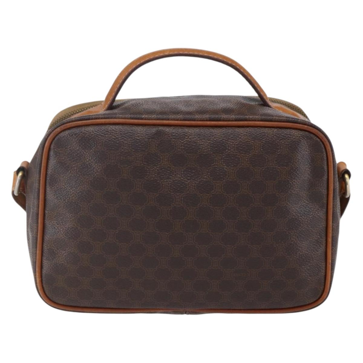 CELINE Macadam Canvas Hand Bag PVC Leather 2way Brown Gold Auth 153470