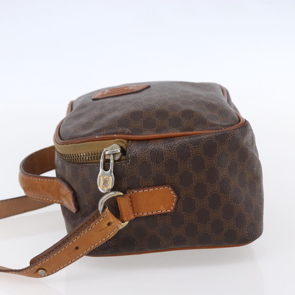 CELINE Macadam Canvas Hand Bag PVC Leather 2way Brown Gold Auth 153470
