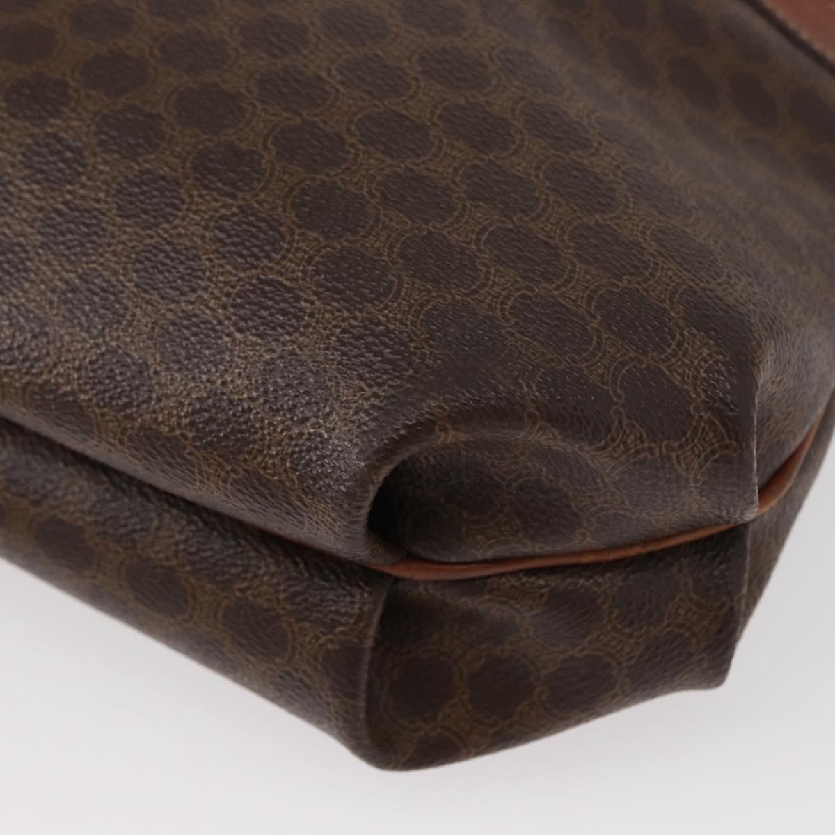 CELINE Macadam Canvas Shoulder Bag PVC Leather Brown Gold Auth 153471