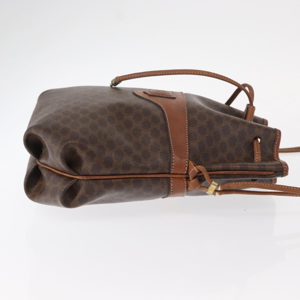 CELINE Macadam Canvas Shoulder Bag PVC Leather Brown Gold Auth 153471