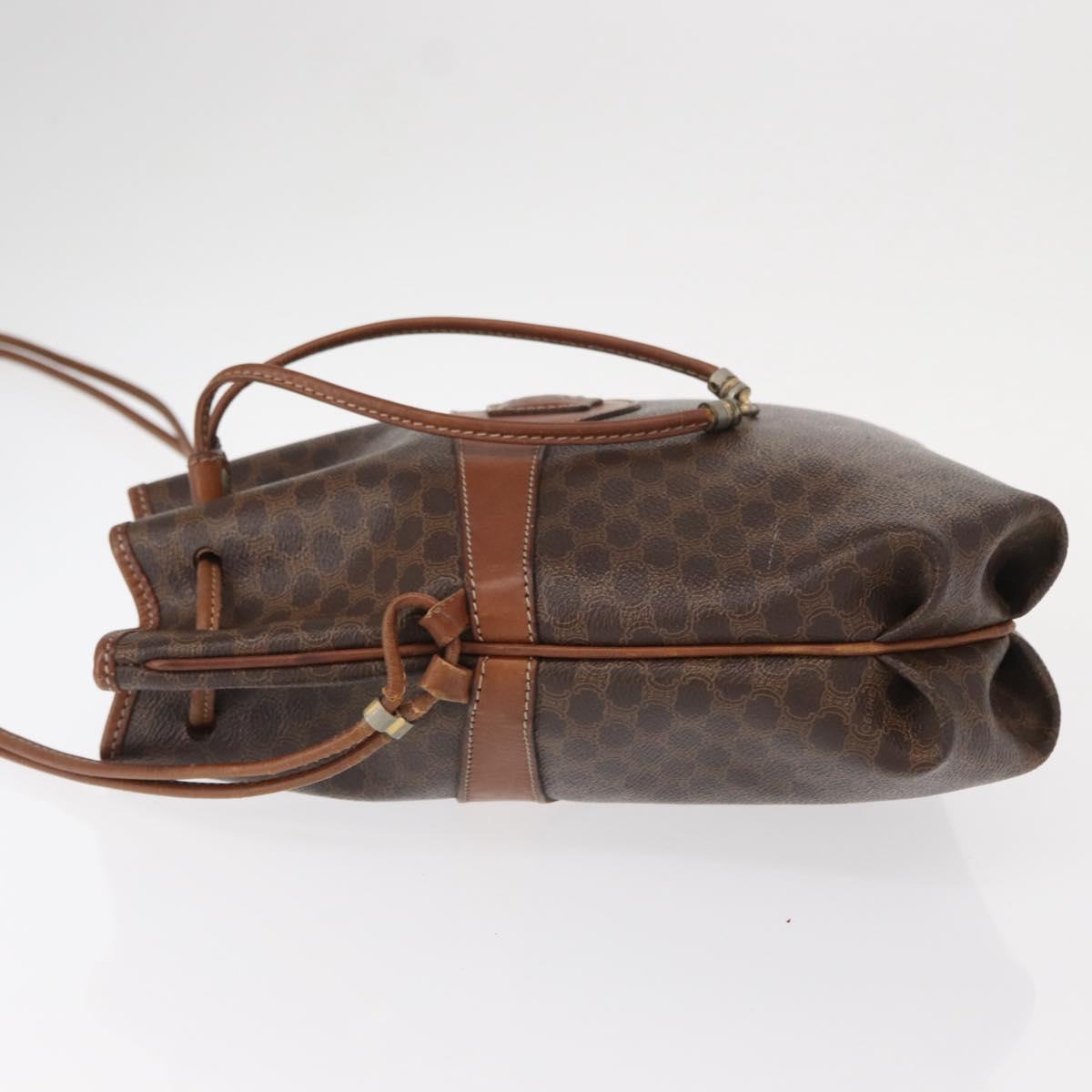 CELINE Macadam Canvas Shoulder Bag PVC Leather Brown Gold Auth 153471