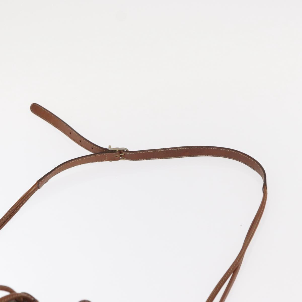 CELINE Macadam Canvas Shoulder Bag PVC Leather Brown Gold Auth 153471