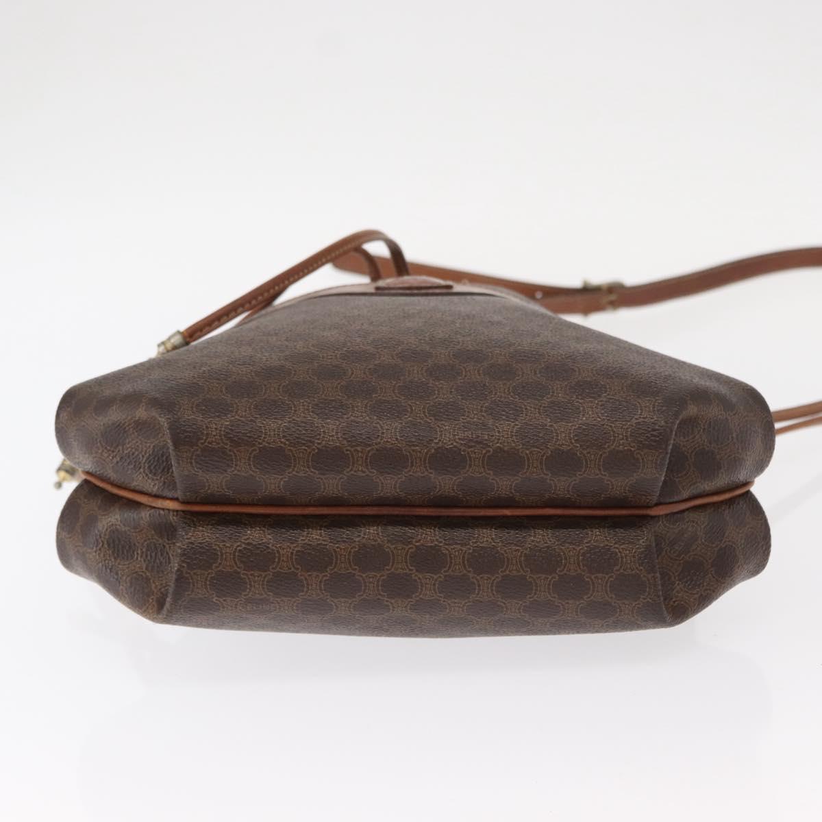 CELINE Macadam Canvas Shoulder Bag PVC Leather Brown Gold Auth 153471