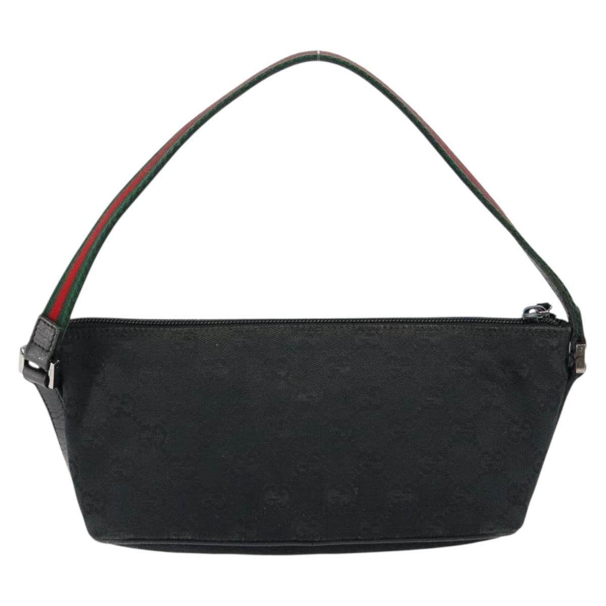 GUCCI GG Canvas Web Sherry Line Accessory Pouch Black 141809 Auth 153474