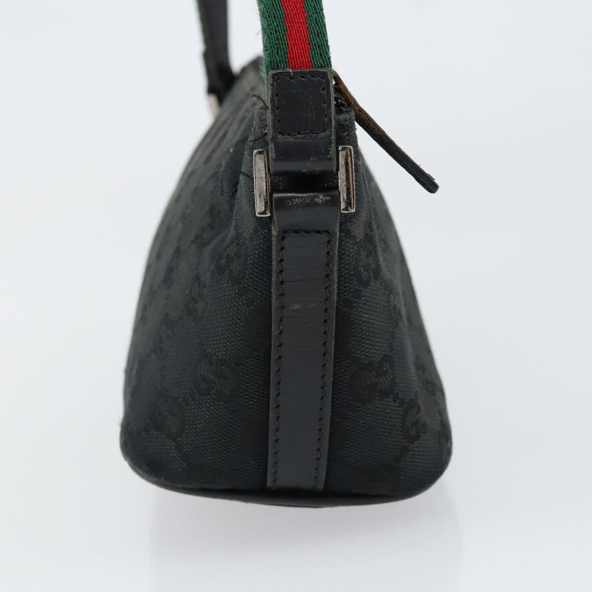 GUCCI GG Canvas Web Sherry Line Accessory Pouch Black 141809 Auth 153474