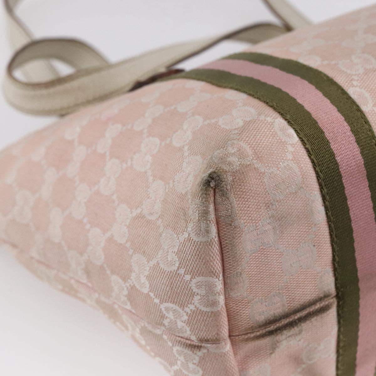 GUCCI GG Canvas Sherry Line Tote Bag Gold Pink 137396 Auth 153475