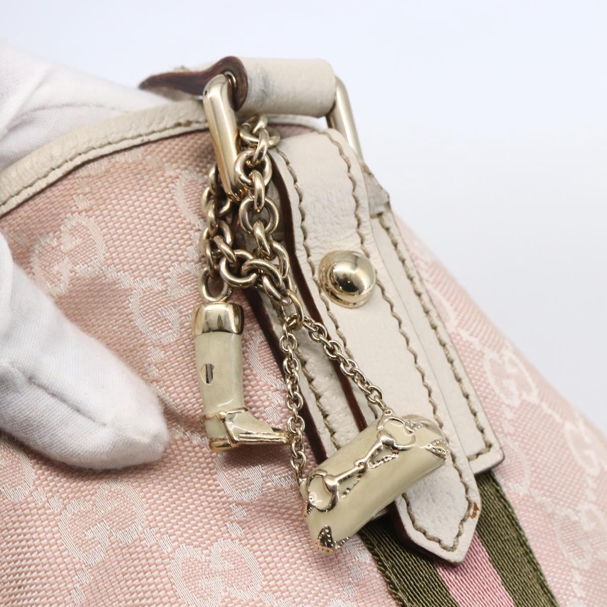 GUCCI GG Canvas Sherry Line Tote Bag Gold Pink 137396 Auth 153475