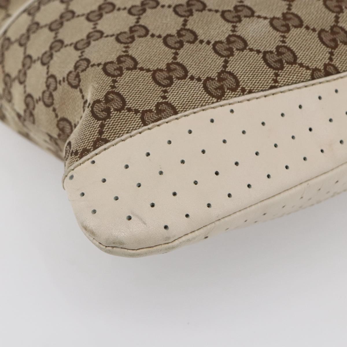 GUCCI GG Canvas Shoulder Bag Beige Silver 145857 Auth 153476