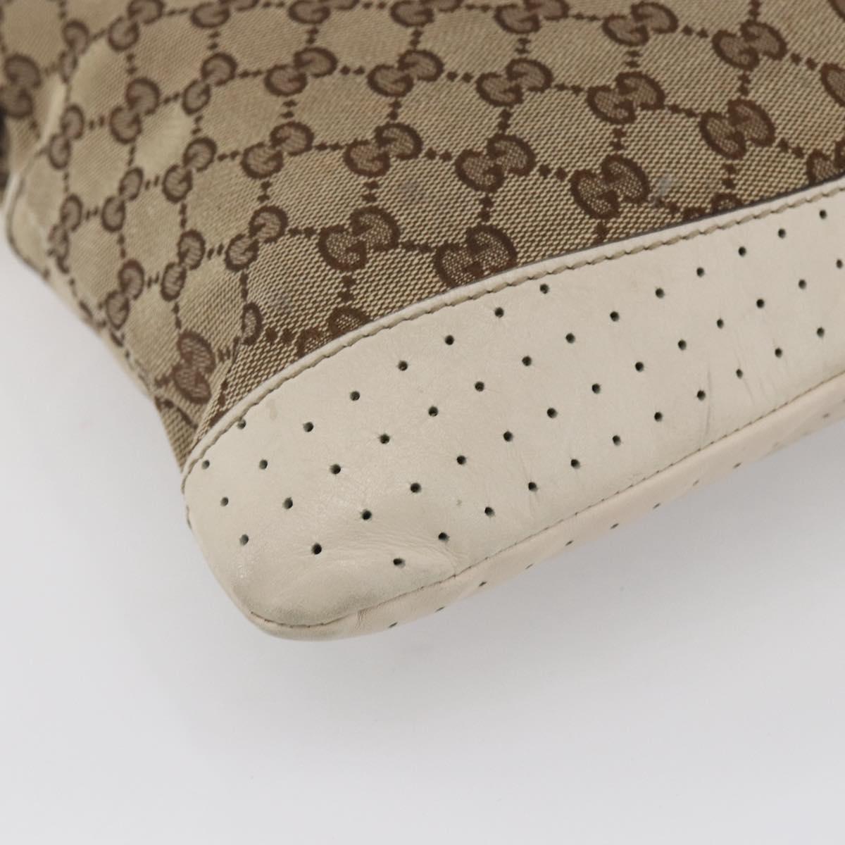 GUCCI GG Canvas Shoulder Bag Beige Silver 145857 Auth 153476