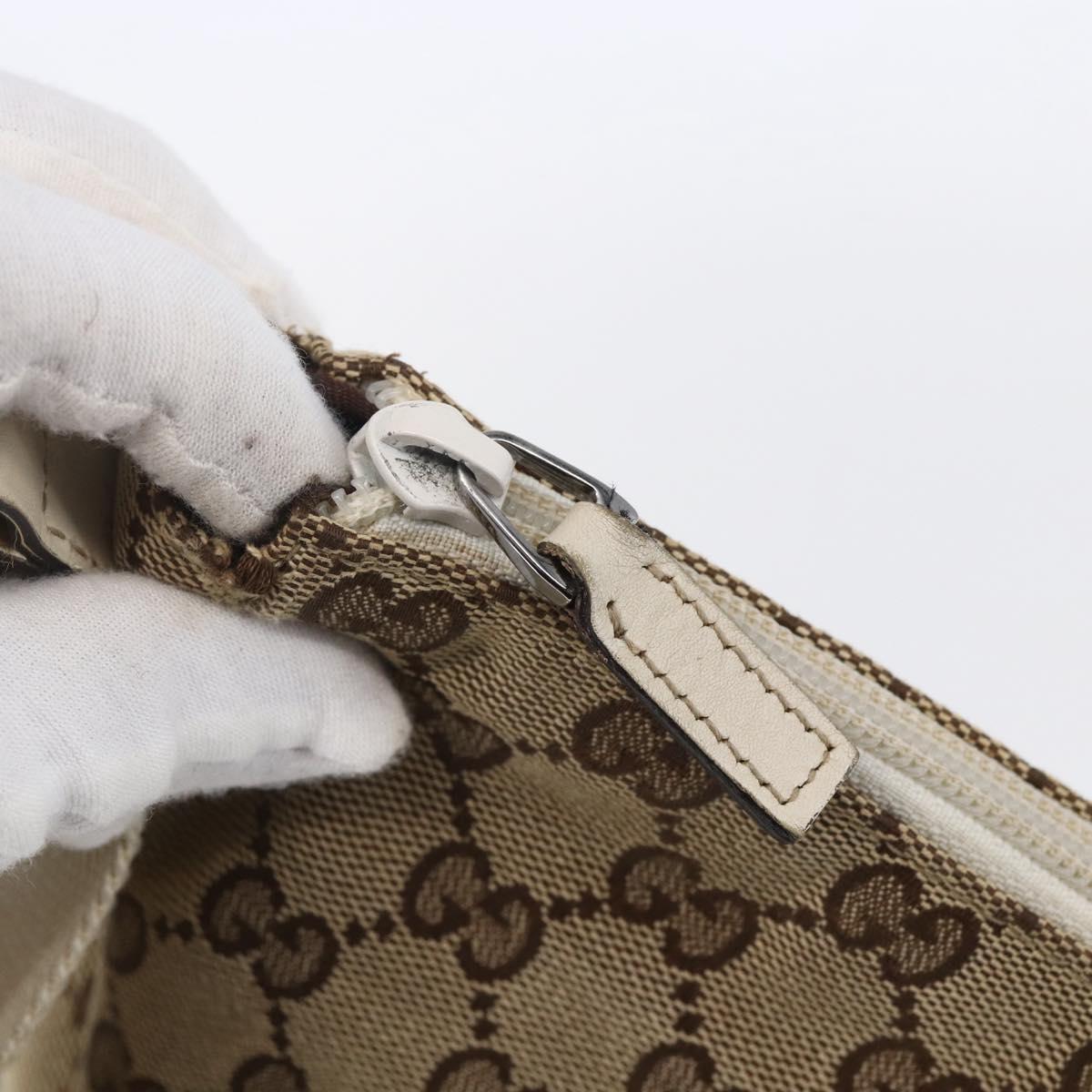 GUCCI GG Canvas Shoulder Bag Beige Silver 145857 Auth 153476