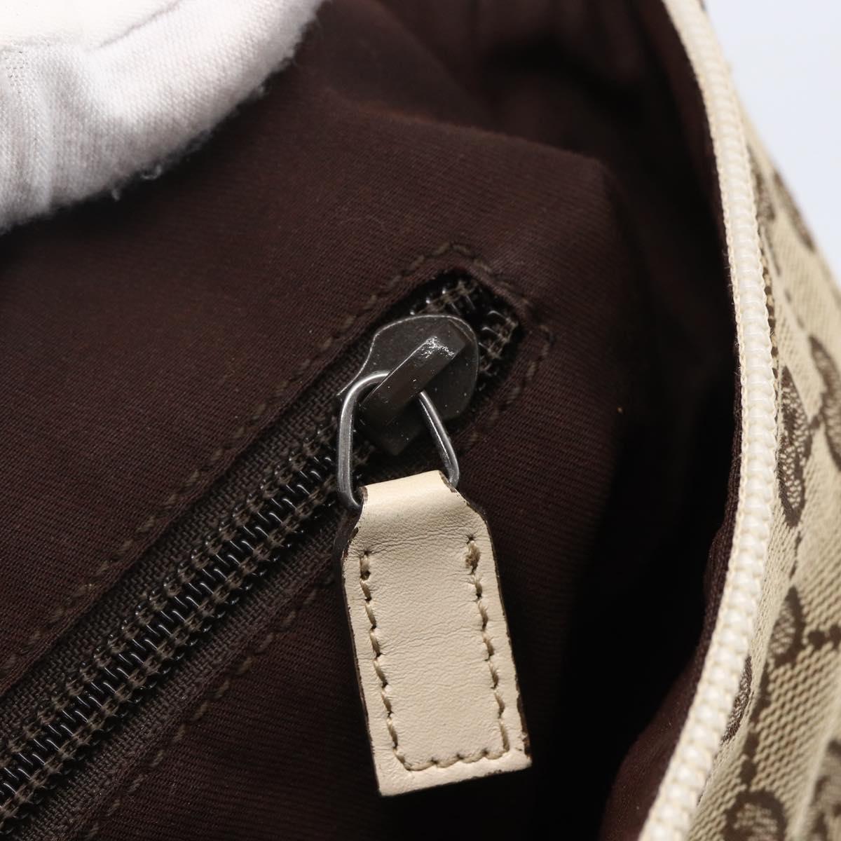 GUCCI GG Canvas Shoulder Bag Beige Silver 145857 Auth 153476