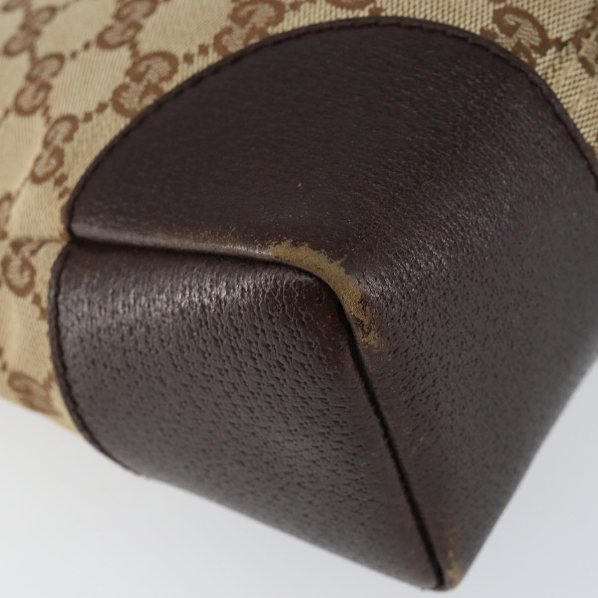 GUCCI GG Canvas Shoulder Bag Beige Silver 114273 Auth 153477