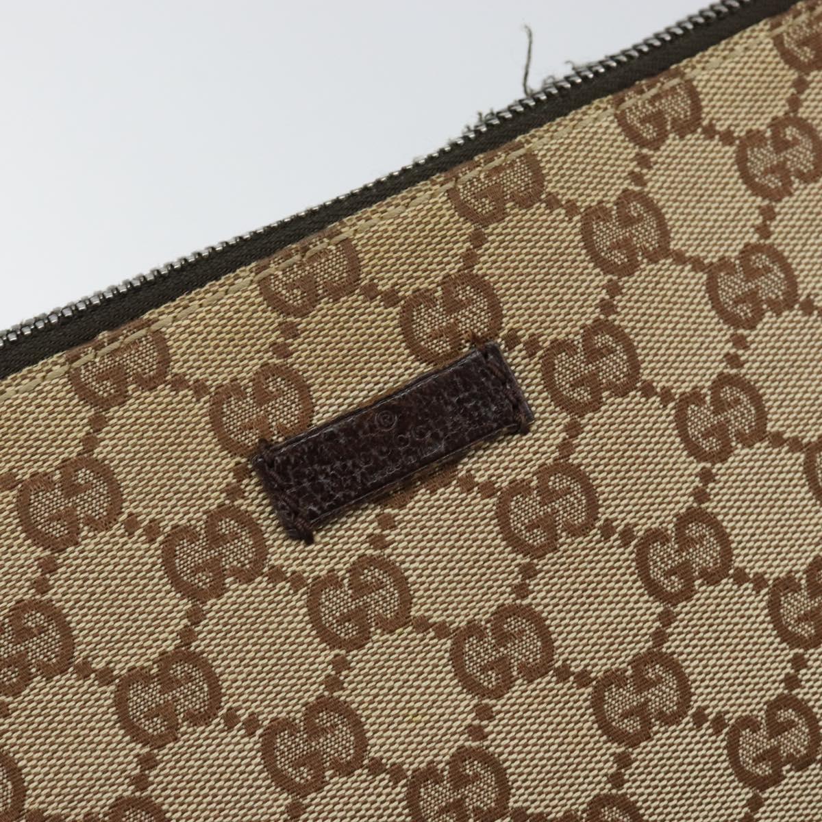 GUCCI GG Canvas Shoulder Bag Beige Silver 114273 Auth 153477