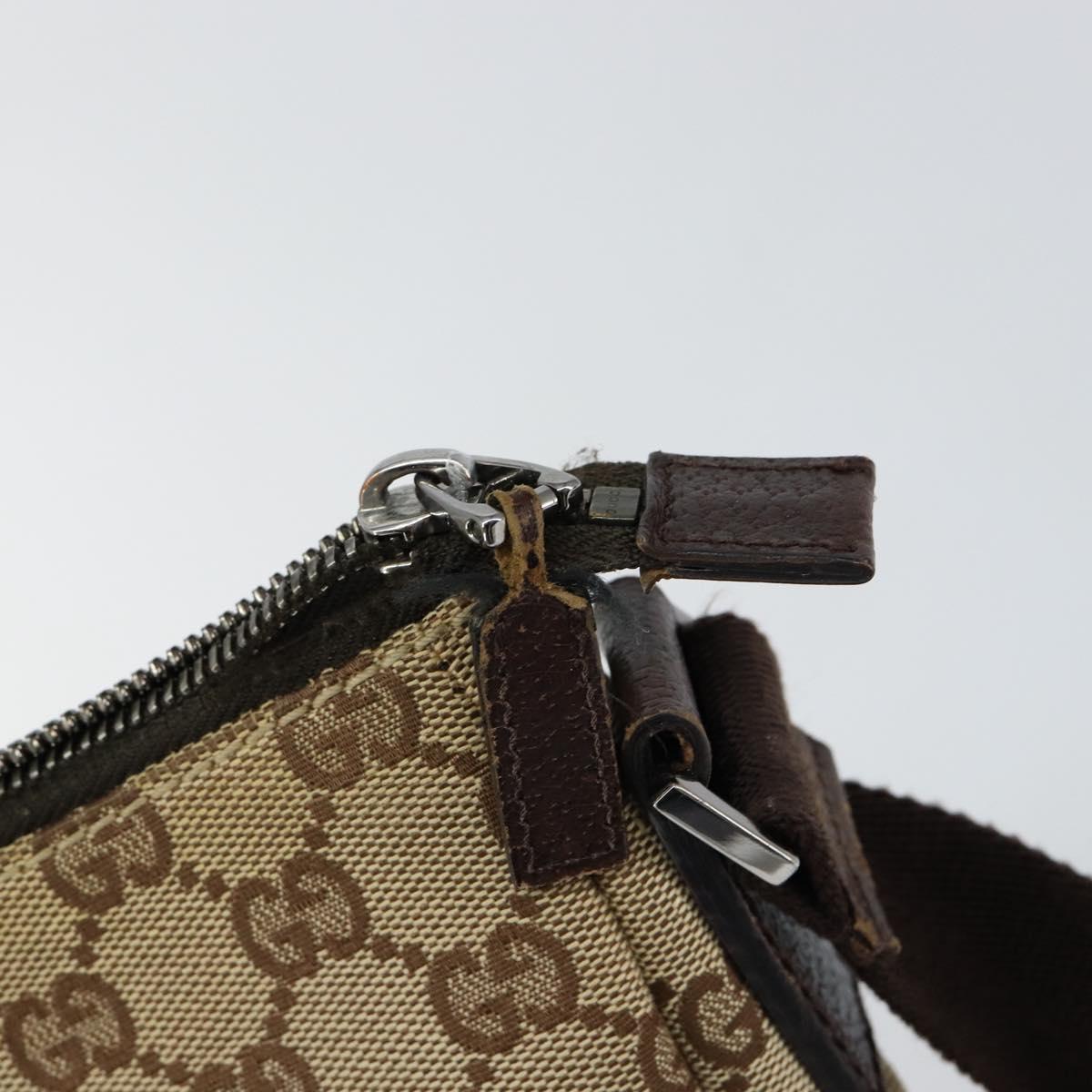 GUCCI GG Canvas Shoulder Bag Beige Silver 114273 Auth 153477