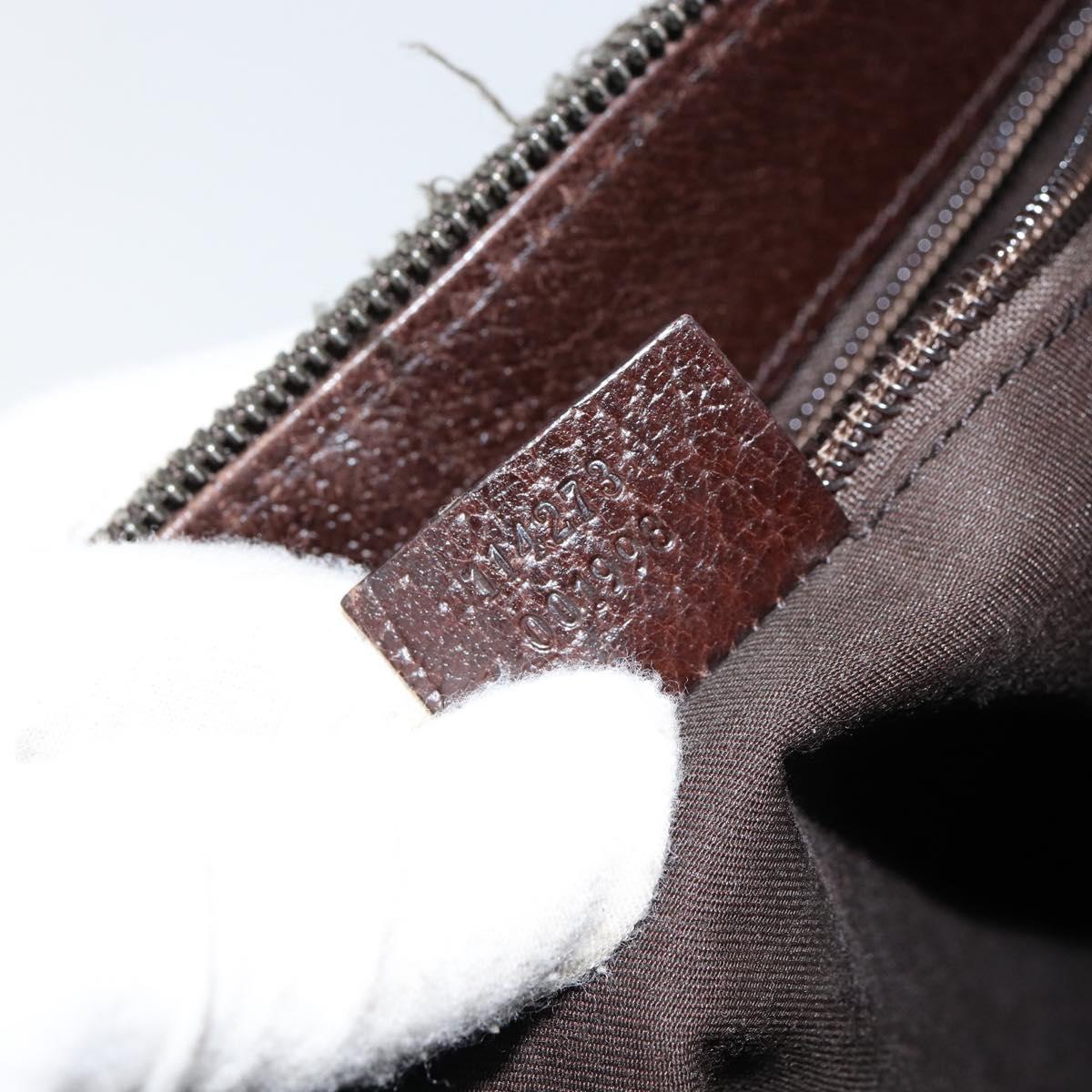 GUCCI GG Canvas Shoulder Bag Beige Silver 114273 Auth 153477